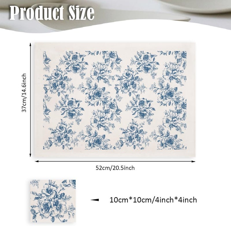 SUPERDANT 5PCS Rose Cluster Underglaze Paper Transfer Flowers Transfer Paper for Clay Ceramic Porcelain Under Glaze Transfers for Pottery Enamel Decals Blue Underglaze Decal Papers Handcrafted Gifts - Image 2